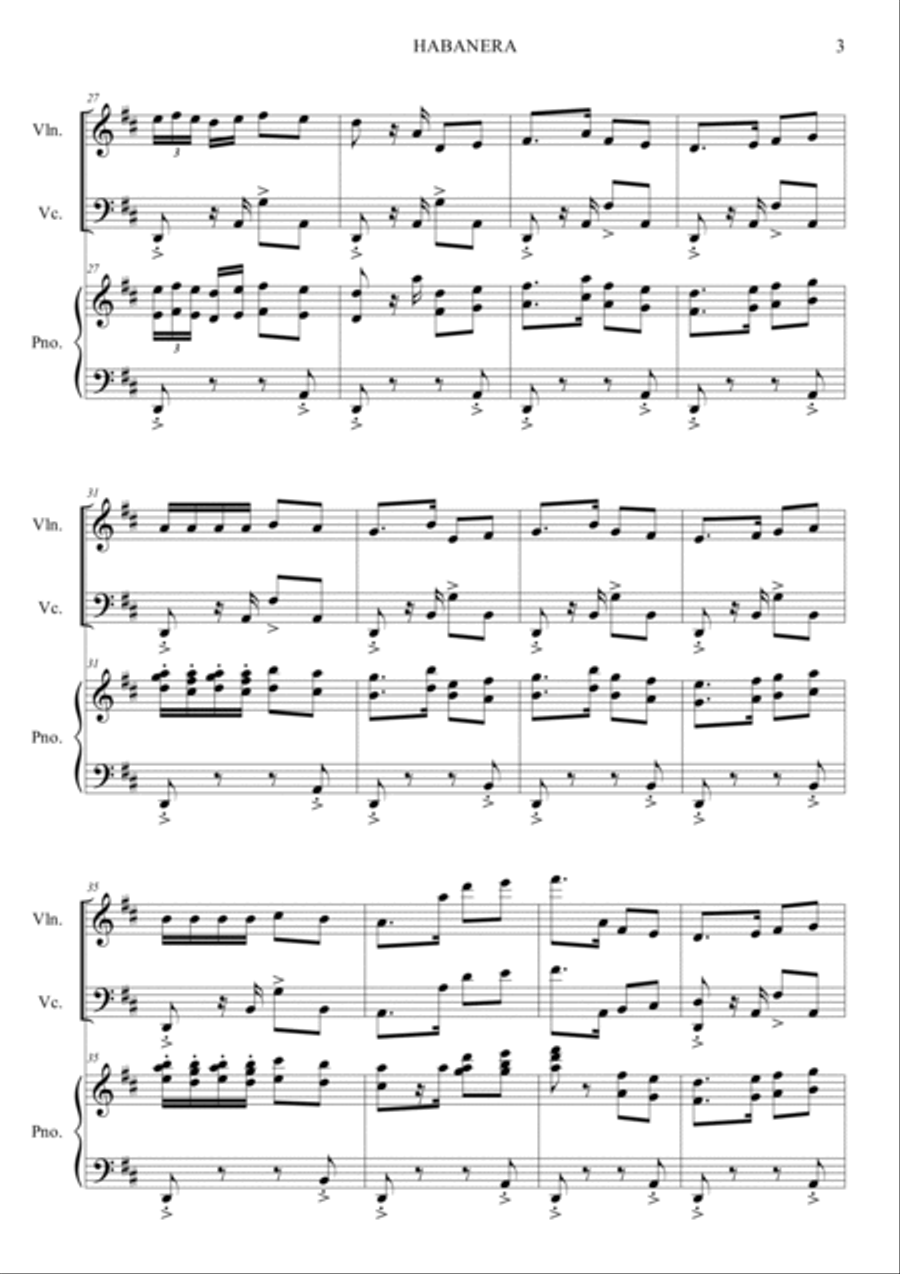 Habanera (Opera Carmen) Piano Trio scores gallery preview page 3