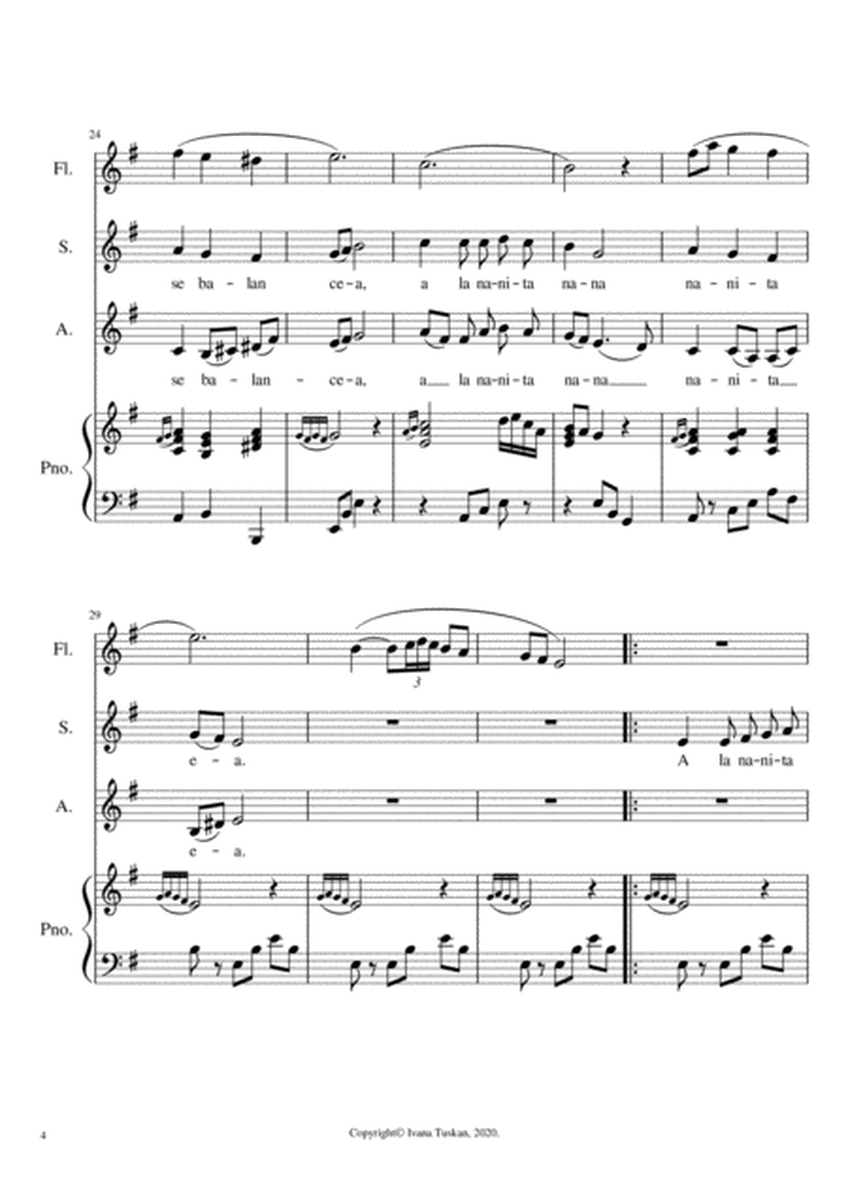 A la nanita, for SA voices, flute and piano, E minor image number null