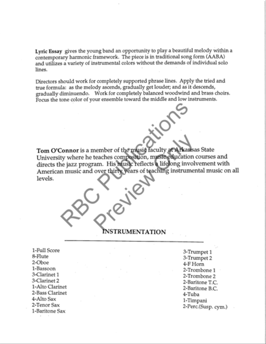 Lyric Essay Concert Band scores gallery preview page 3