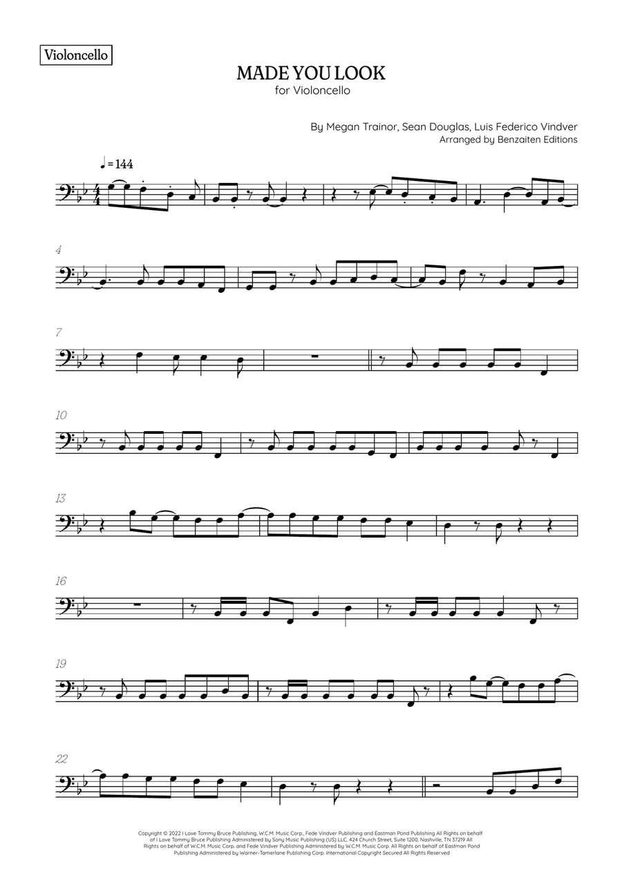 Made You Look Cello Solo scores gallery preview page 2