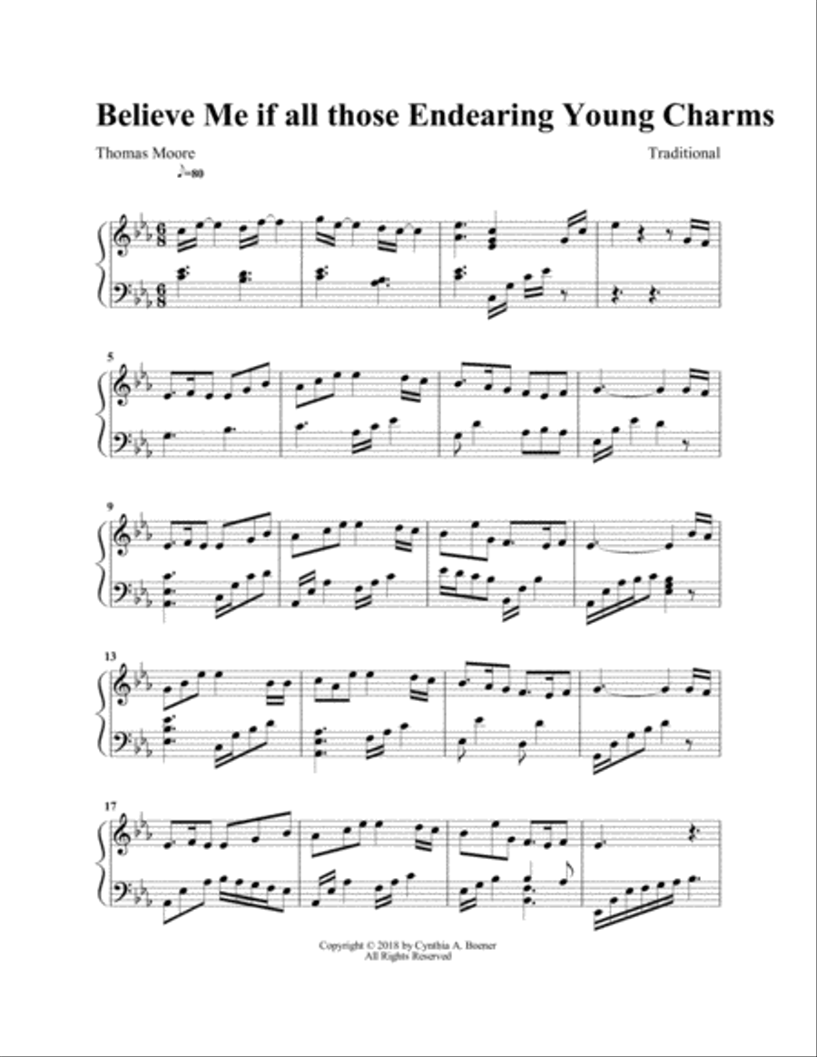 Believe Me, if all those Endearing Young Charms Harp scores gallery preview page 1