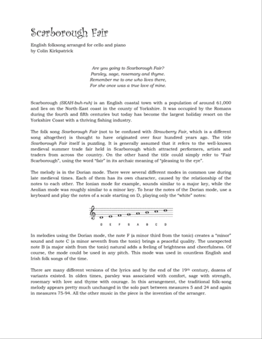 Scarborough Fair (for cello and piano) Piano scores gallery preview page 2