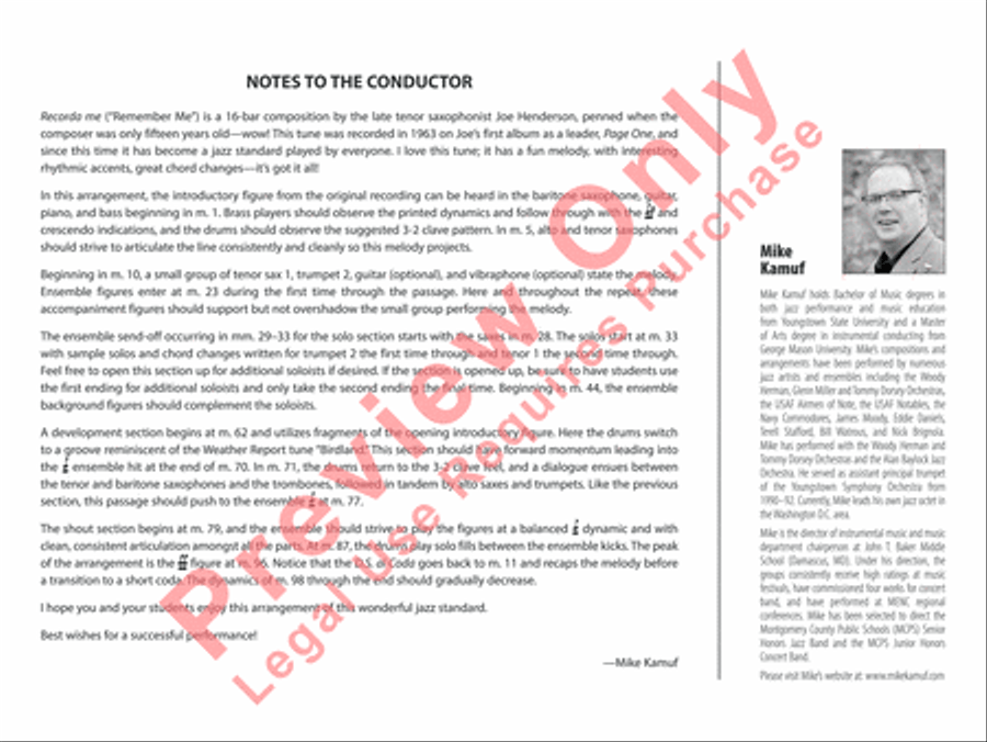 Recorda Me Recorda Me Jazz Ensemble scores gallery preview page 3