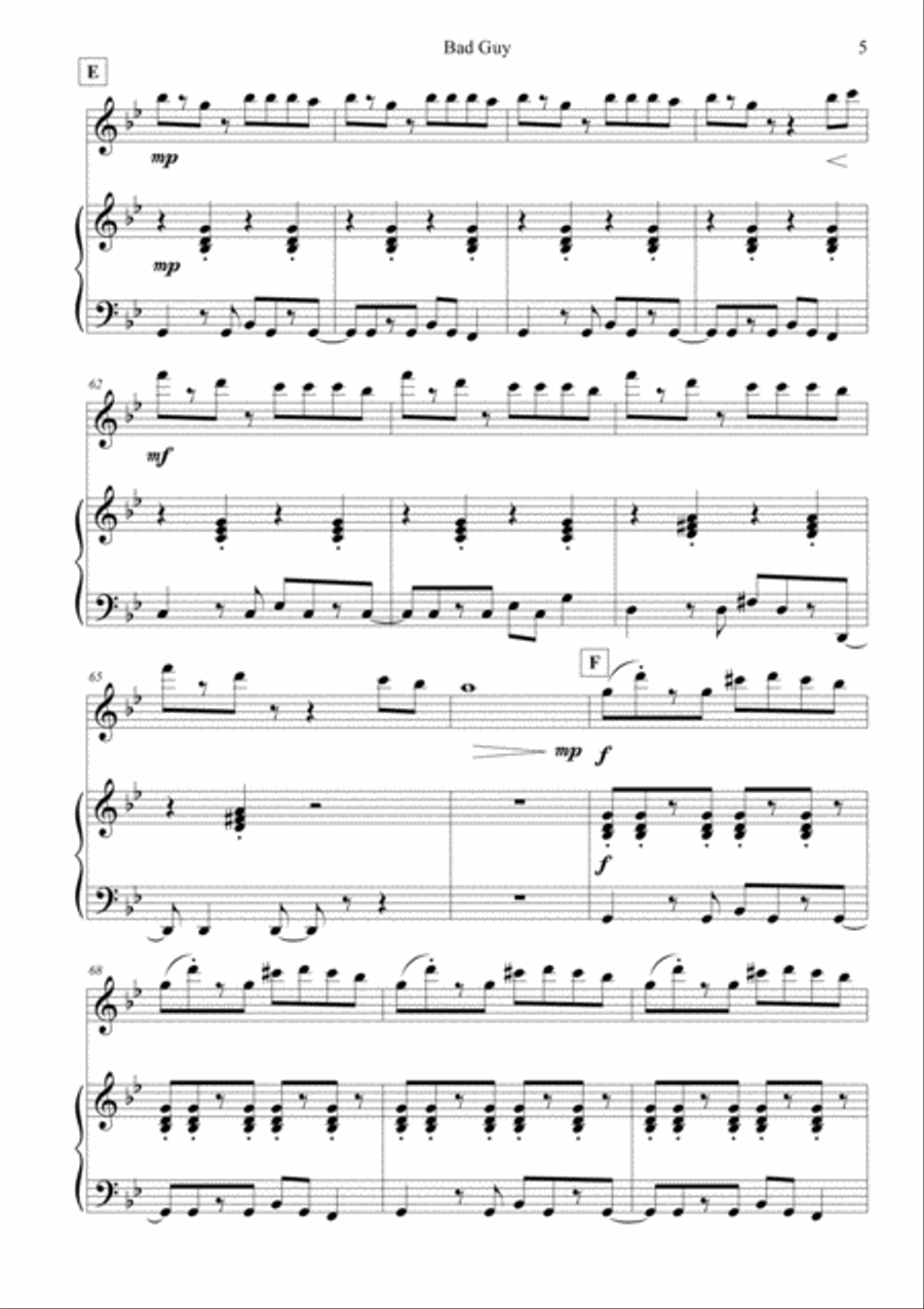 Bad Guy Small Ensemble scores gallery preview page 5