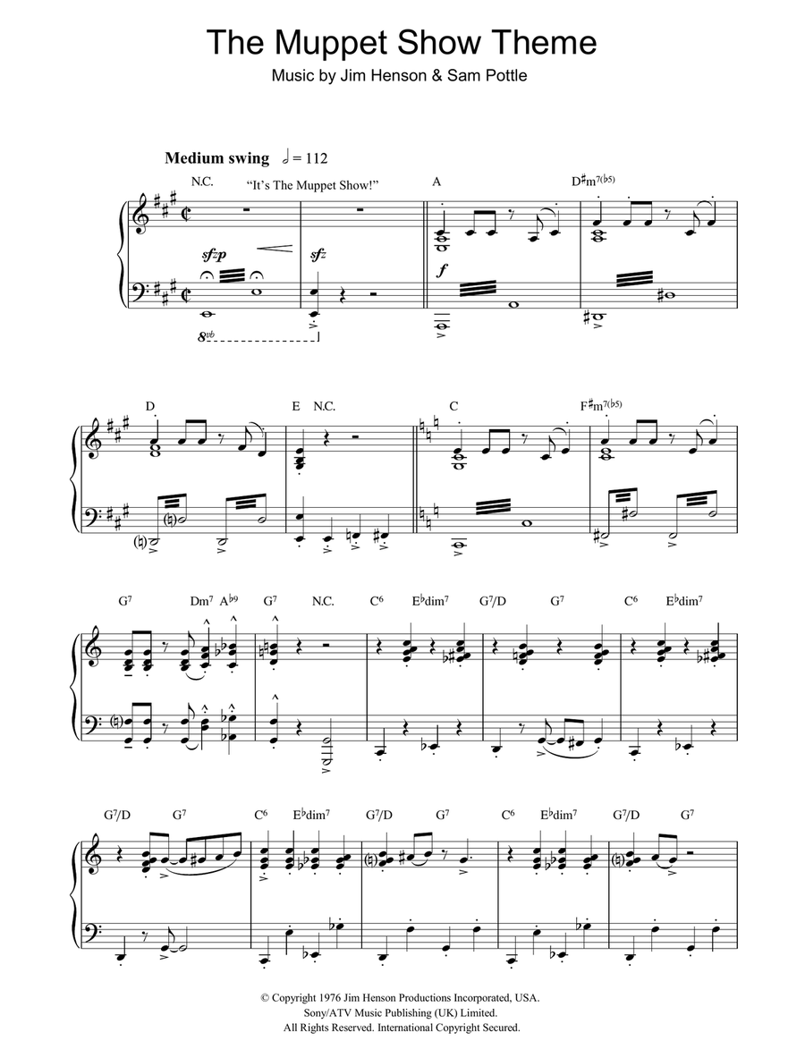 The Muppet Show Theme Piano Solo scores gallery preview page 1