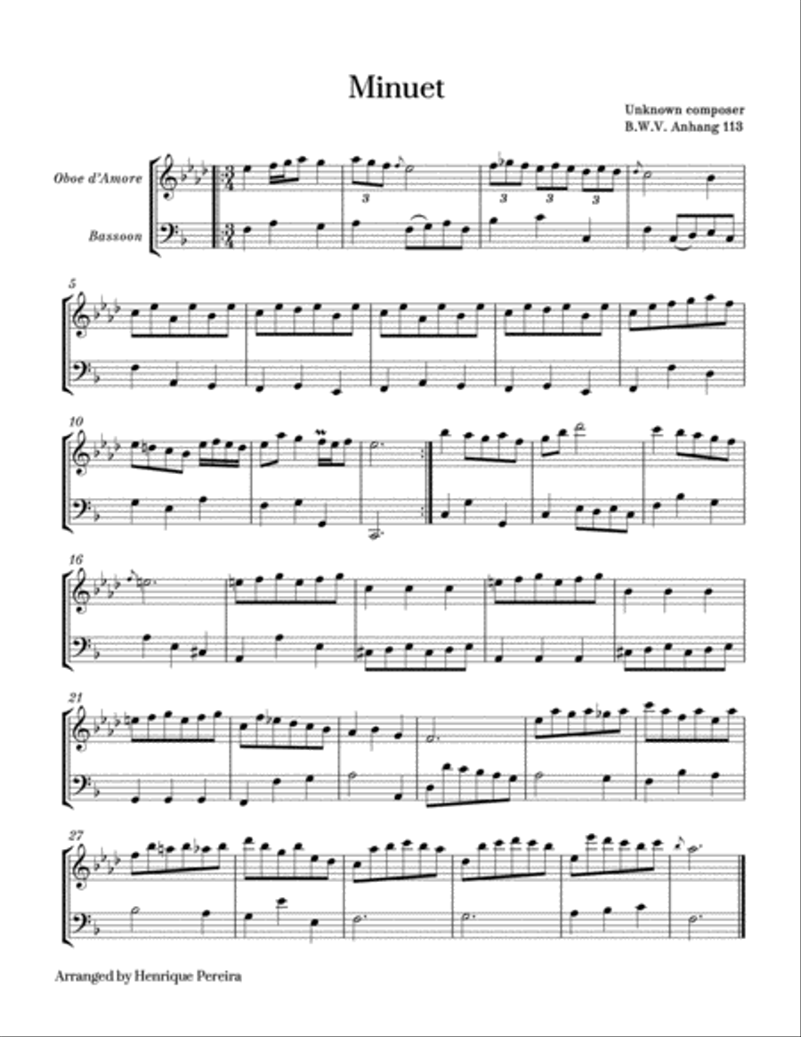 Bach, Anna Magdalena - 18 Easy Pieces Woodwind Duet scores gallery preview page 2