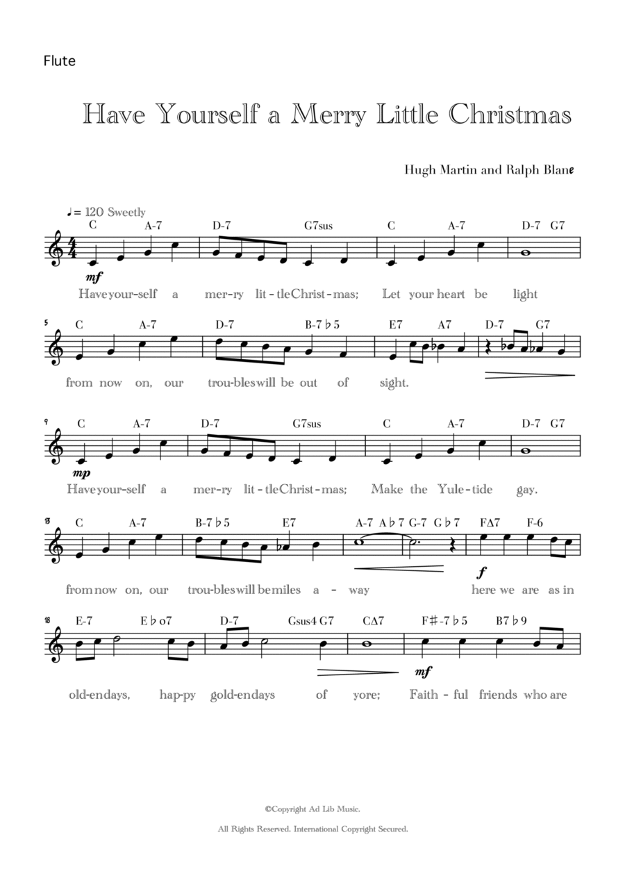 Have Yourself A Merry Little Christmas Flute Solo scores gallery preview page 1