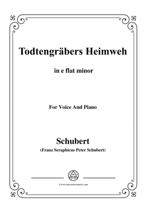 Schubert-Todtengräbers Heimweh,in e flat minor,for Voice&Piano
