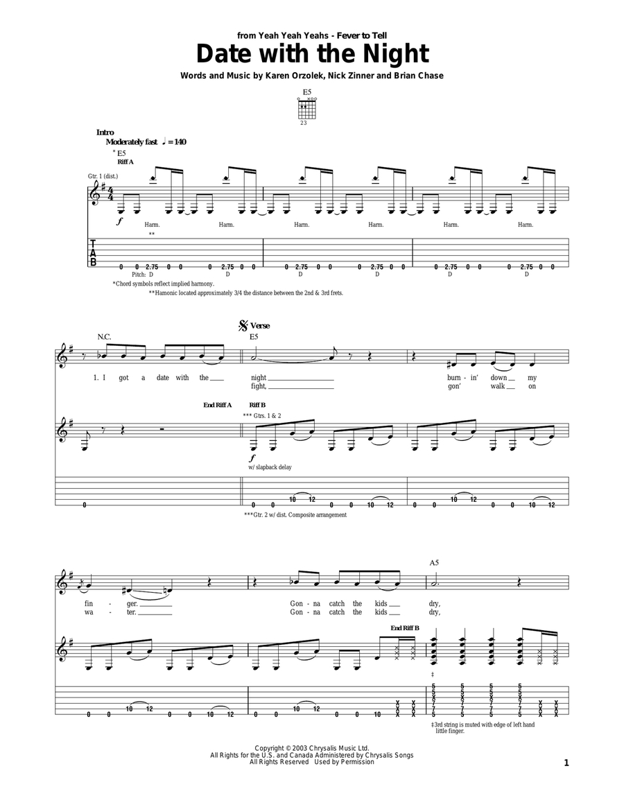 Date With The Night Acoustic Guitar scores gallery preview page 1