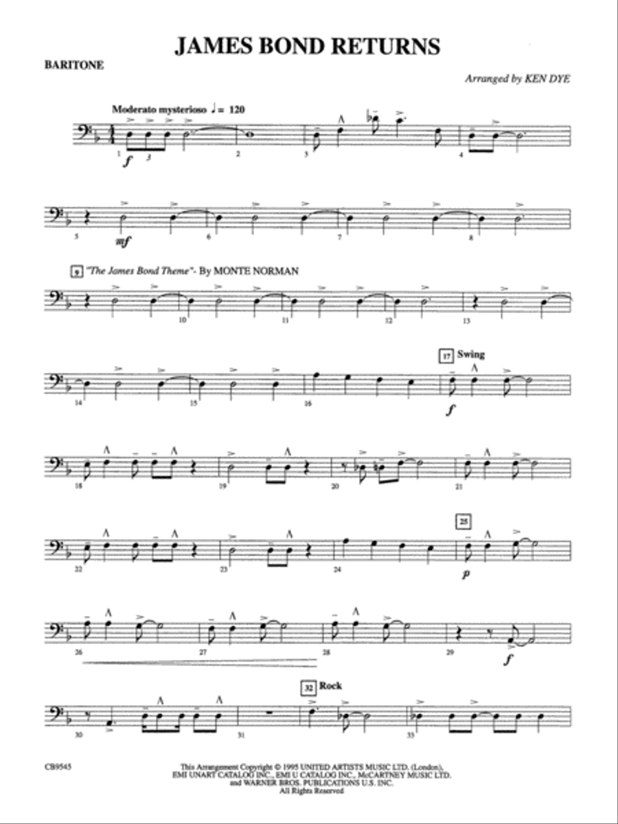 James Bond Returns: Baritone B.C. Concert Band scores gallery preview page 1