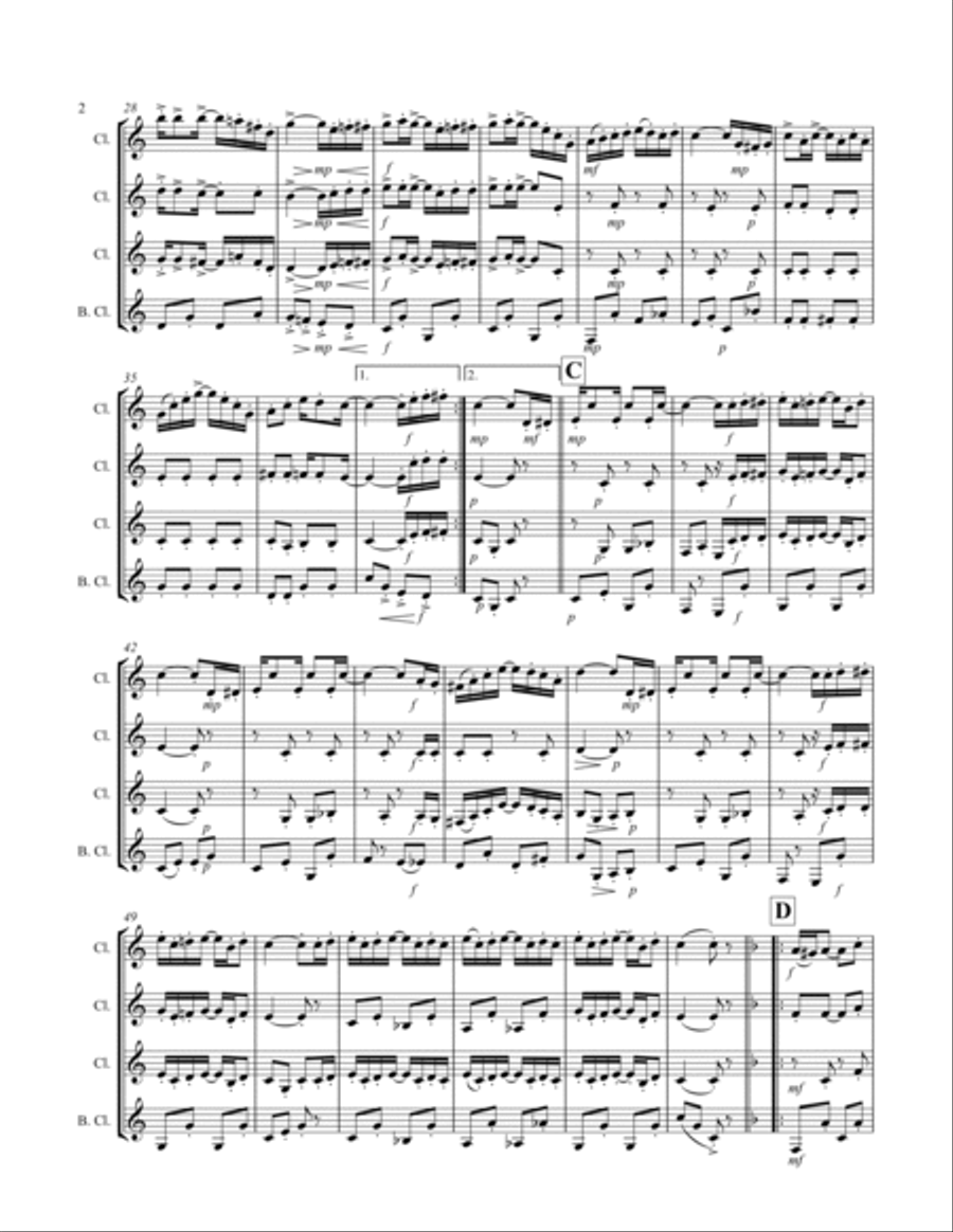 Joplin - “The Entertainer” (for Clarinet Quartet) Clarinet Quartet scores gallery preview page 3