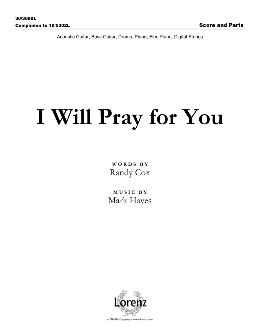I Will Pray for You - Rhythm Score and Parts (Digital Download) Rhythm Section scores gallery preview page 1