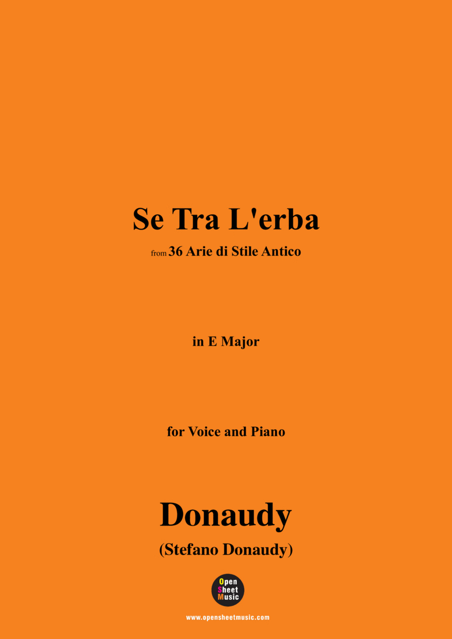 Donaudy-Se Tra L'erba,from '36 Arie di Stile Antico',in E Major Voice scores gallery preview page 1