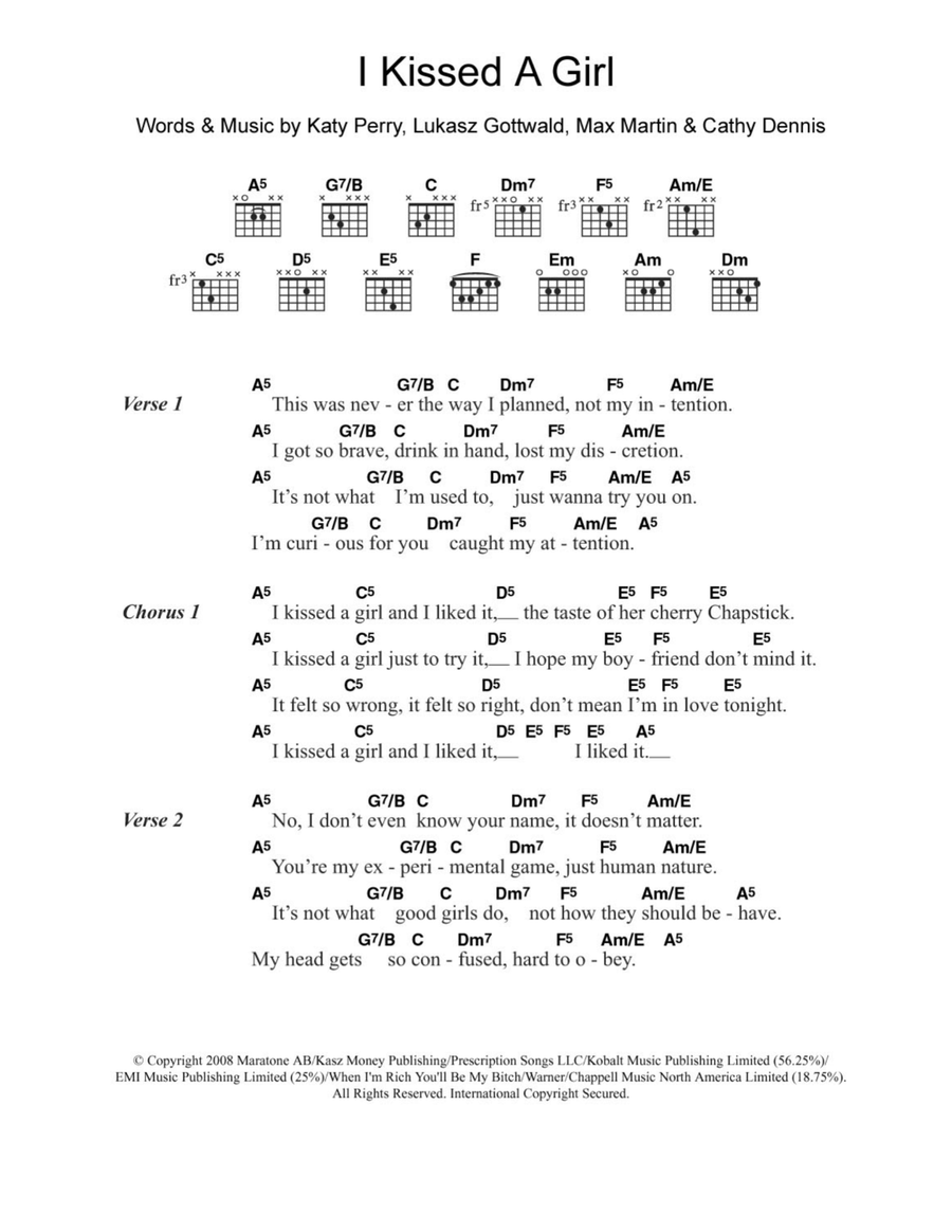 I Kissed A Girl Acoustic Guitar scores gallery preview page 1