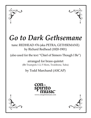 Book cover for Go to Dark Gethsemane (aka "Chief of Sinners Though I Be") — brass quintet