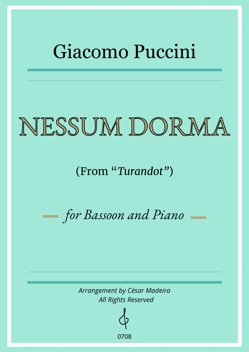 Nessun Dorma by Puccini - Bassoon and Piano (Full Score) image number null
