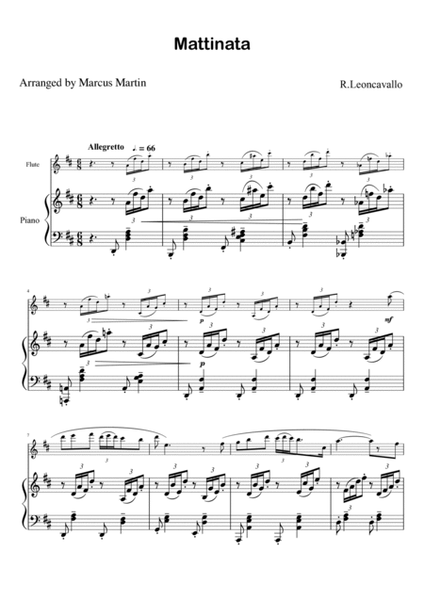 Mattinata (Leoncavall) arranged for Flute and Piano image number null
