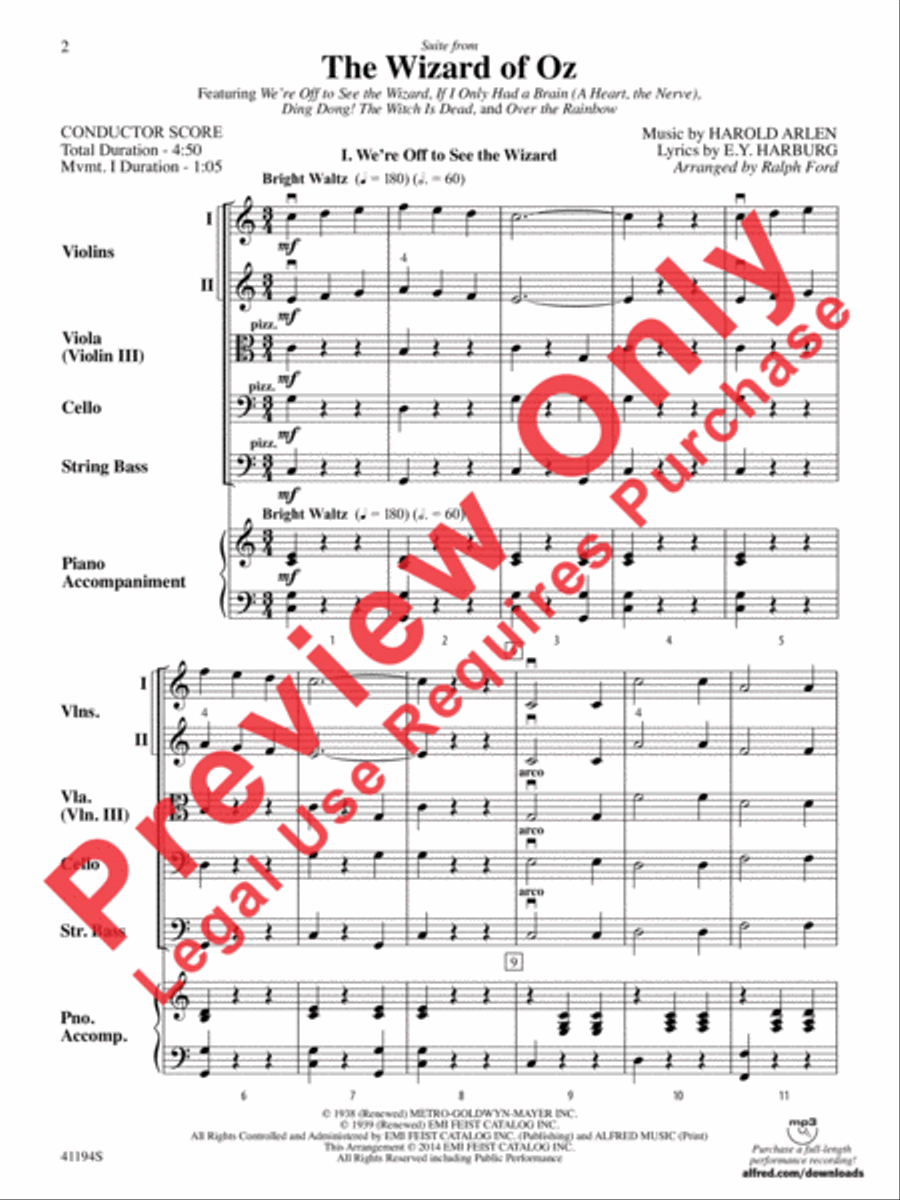 The Wizard of Oz, Suite from String Orchestra scores gallery preview page 3