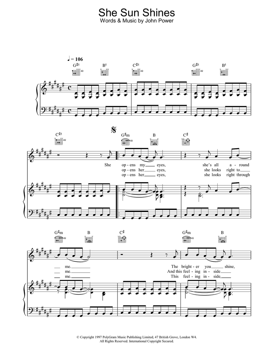 She Sun Shines Acoustic Guitar scores gallery preview page 1
