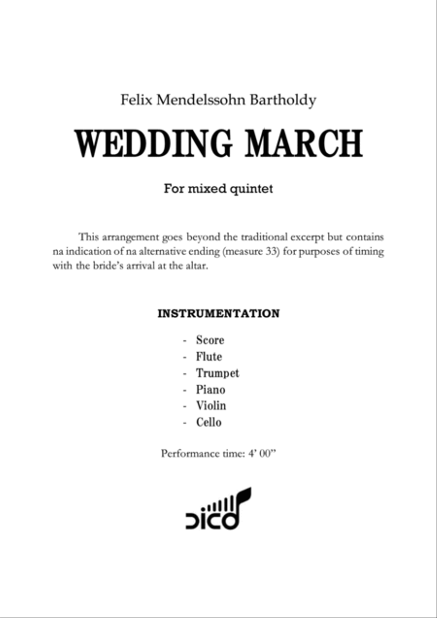 Wedding March (Mendelssohn) for quintet Small Ensemble scores gallery preview page 3