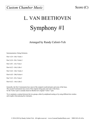 Book cover for Beethoven Symphony No. 1, complete (string orchestra)