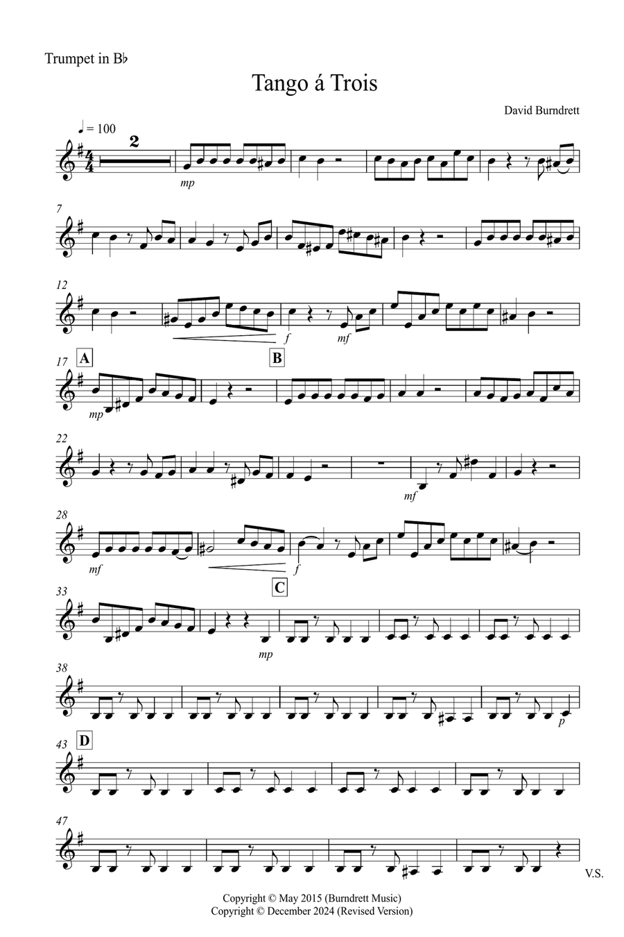 Tango a Trios for Trumpet, Horn and Cello Trio Small Ensemble scores gallery preview page 4