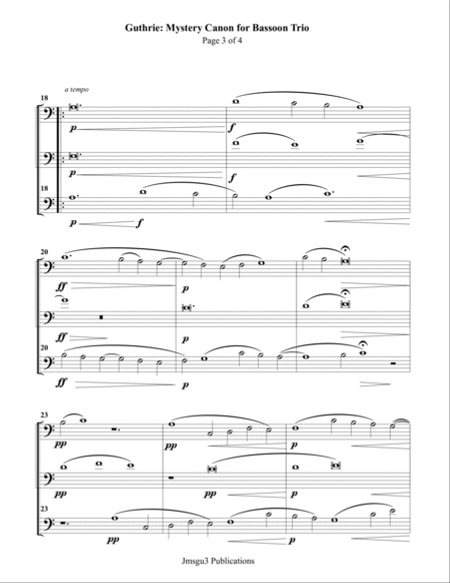 Guthrie: Mystery Canon for Bassoon Trio Woodwind Trio scores gallery preview page 3