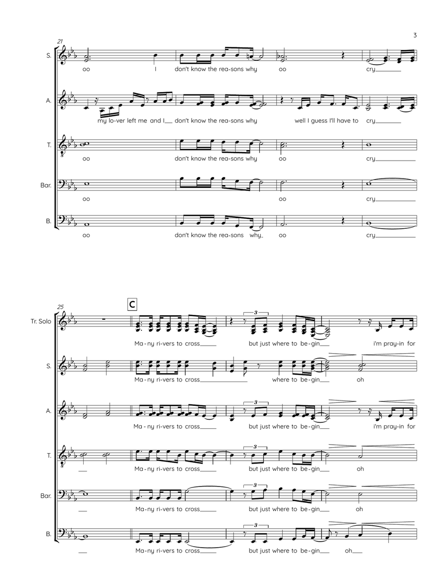 Many Rivers To Cross Divisi scores gallery preview page 3