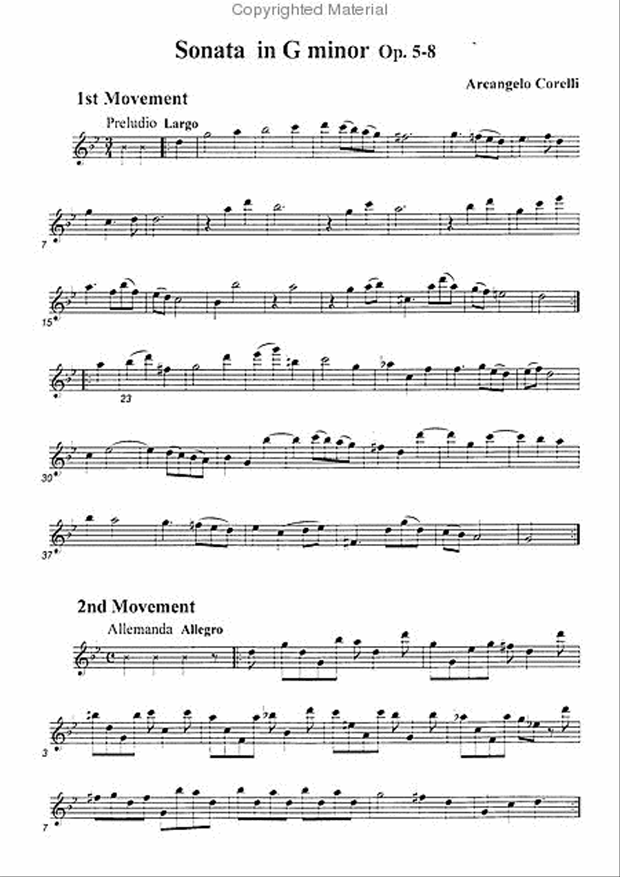 Sonata in G minor, Op. 5-8 Alto Recorder scores gallery preview page 2