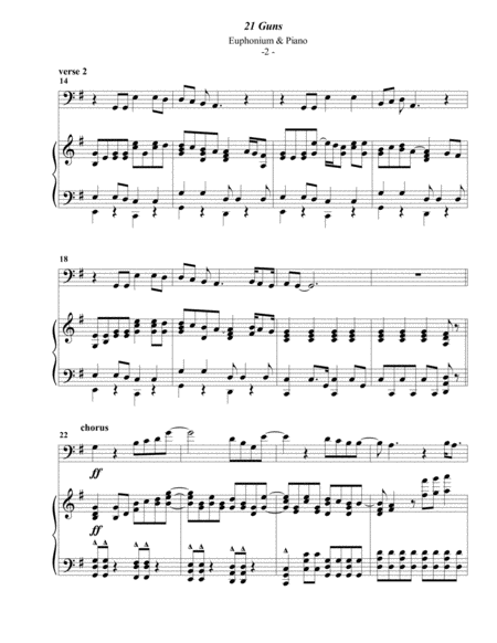 Green Day: 21 Guns for Euphonium & Piano image number null