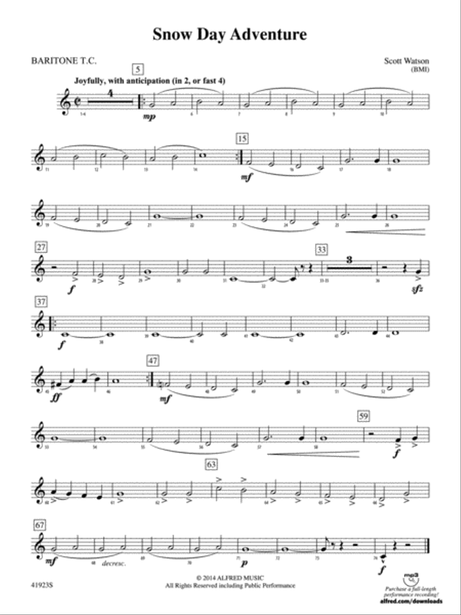 Snow Day Adventure: Baritone T.C. Concert Band scores gallery preview page 1