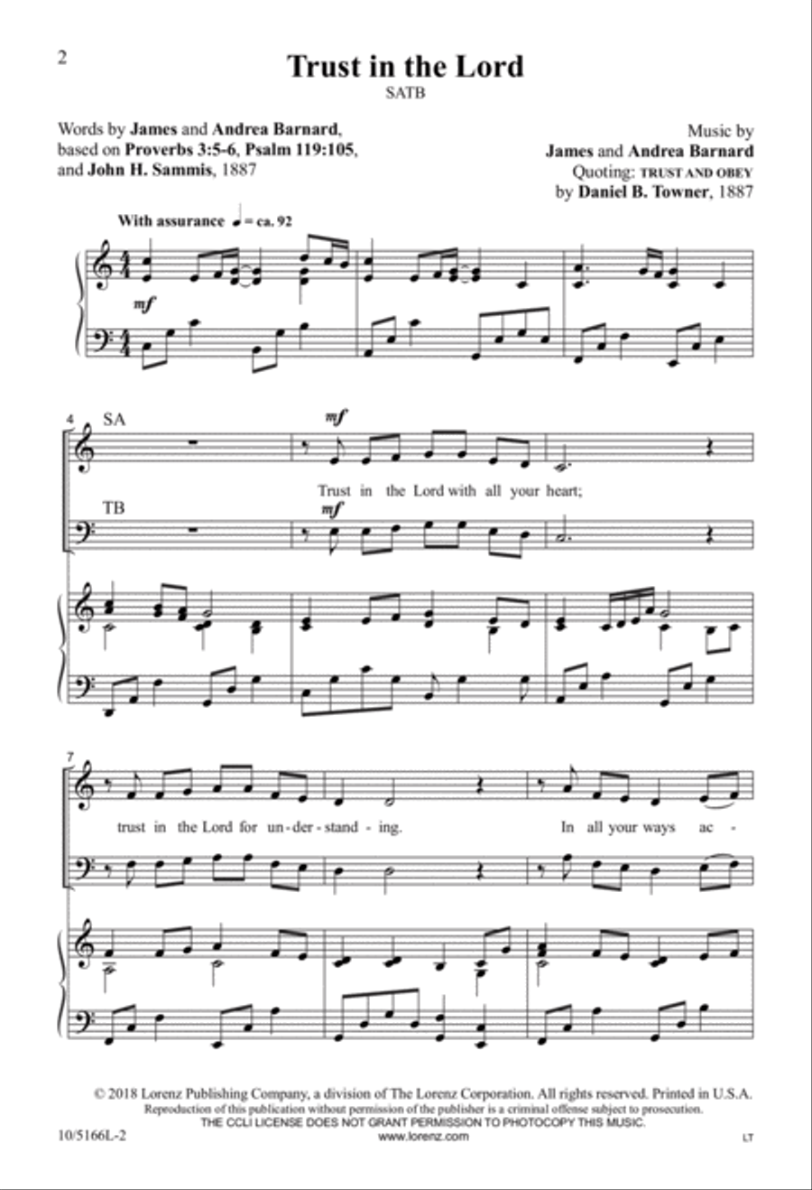 Trust in the Lord 4-Part scores gallery preview page 2