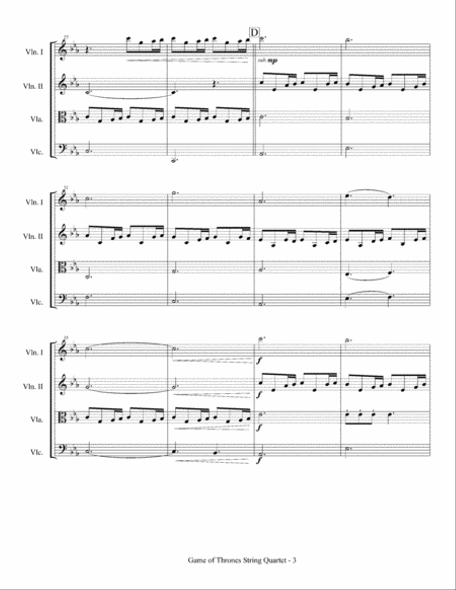 Game Of Thrones String Quartet scores gallery preview page 4