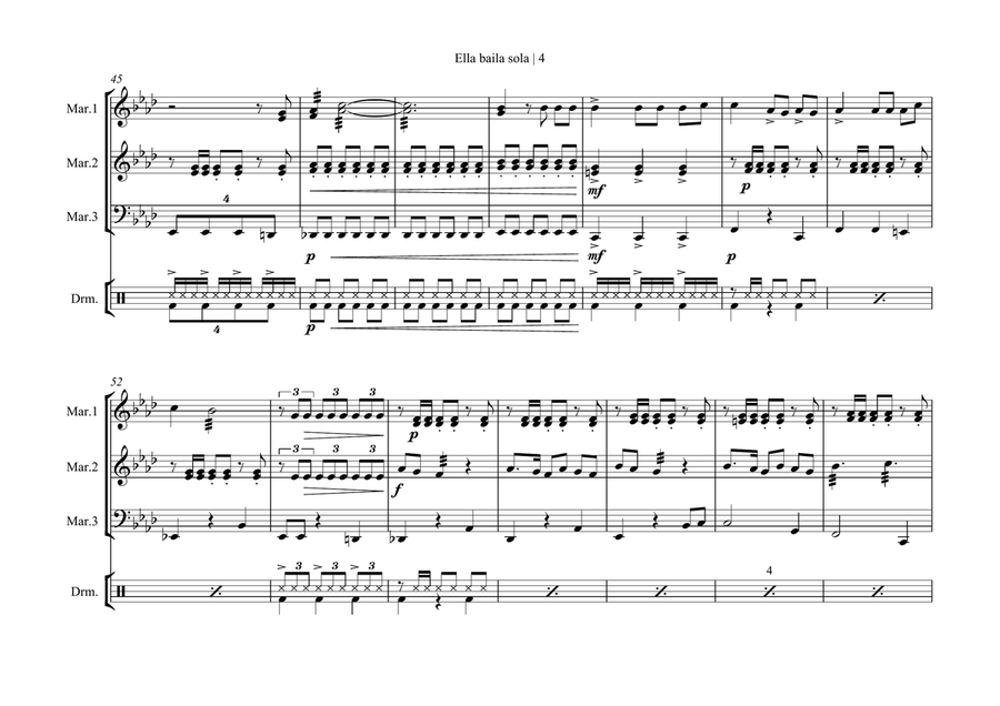 Ella Baila Sola Percussion Ensemble scores gallery preview page 6