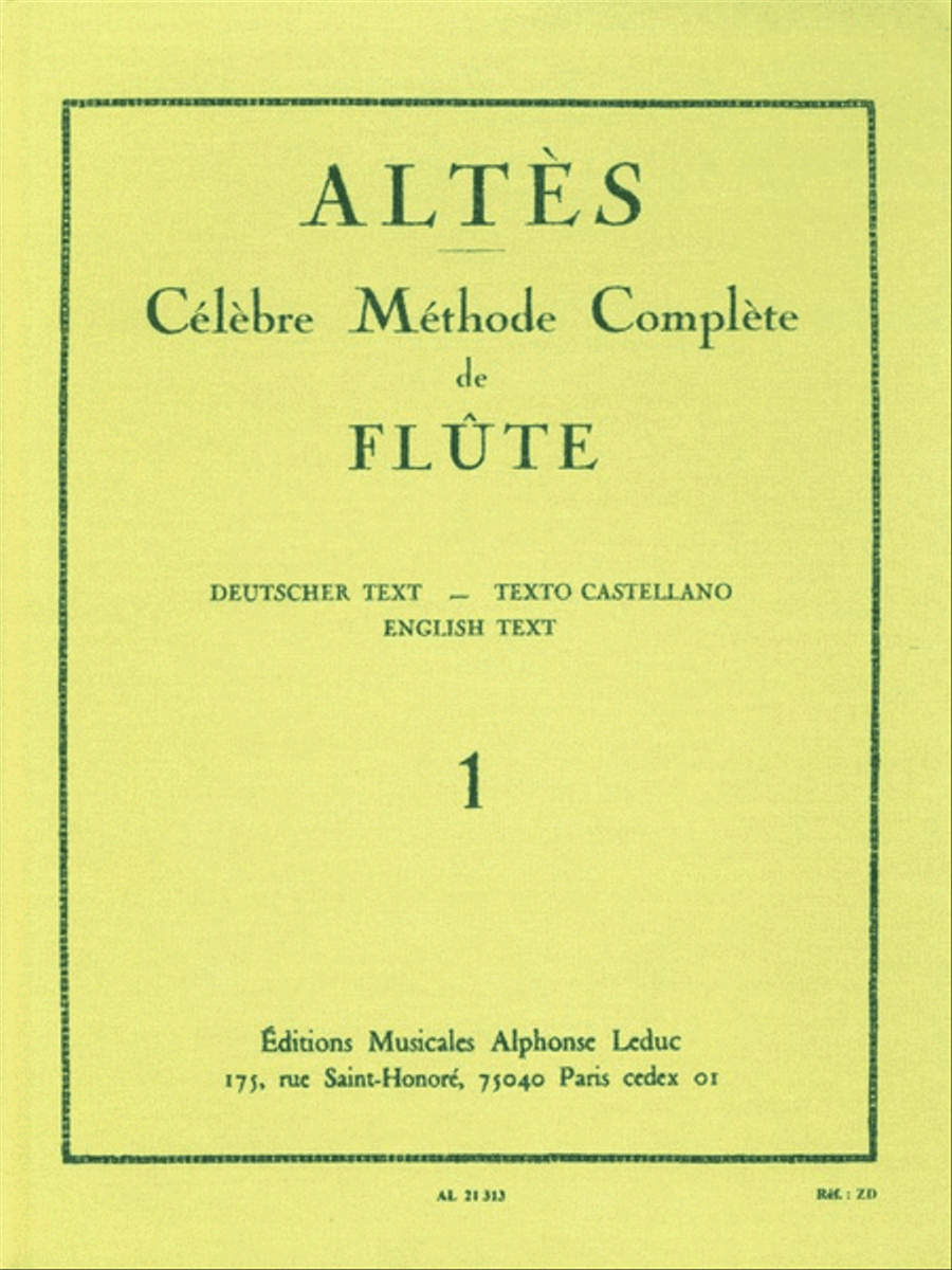 Joseph-henri Altes - Celebre Methode Complete De Flute , Vol. 1 Flute scores gallery preview page 1