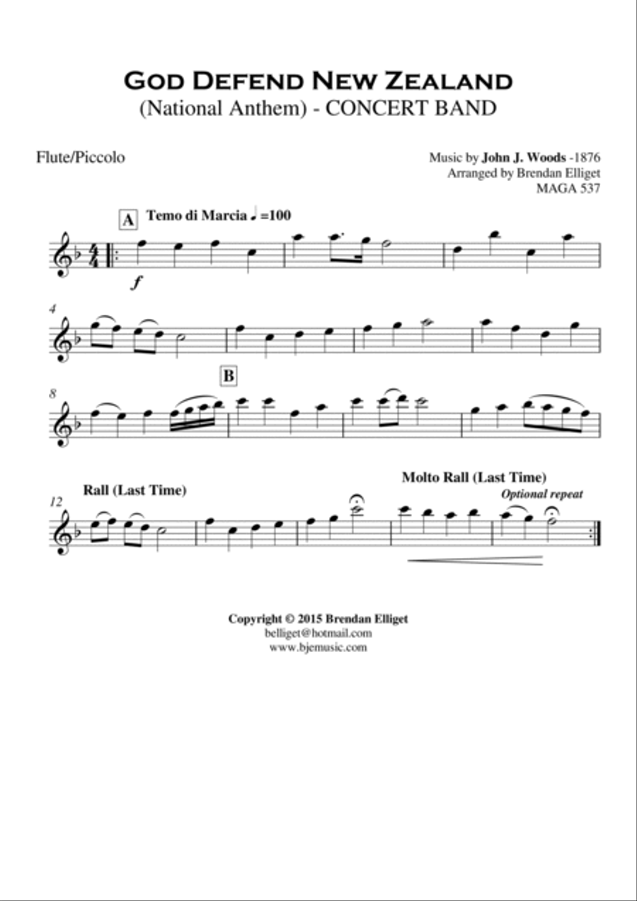 God Defend New Zealand (National Anthem) - Concert Band Score and Parts PDF Concert Band scores gallery preview page 5