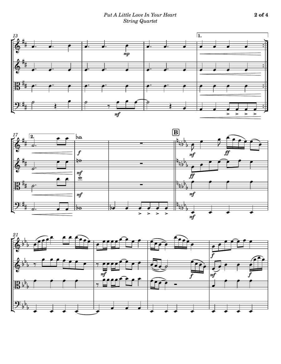 Put A Little Love In Your Heart String Quartet scores gallery preview page 2