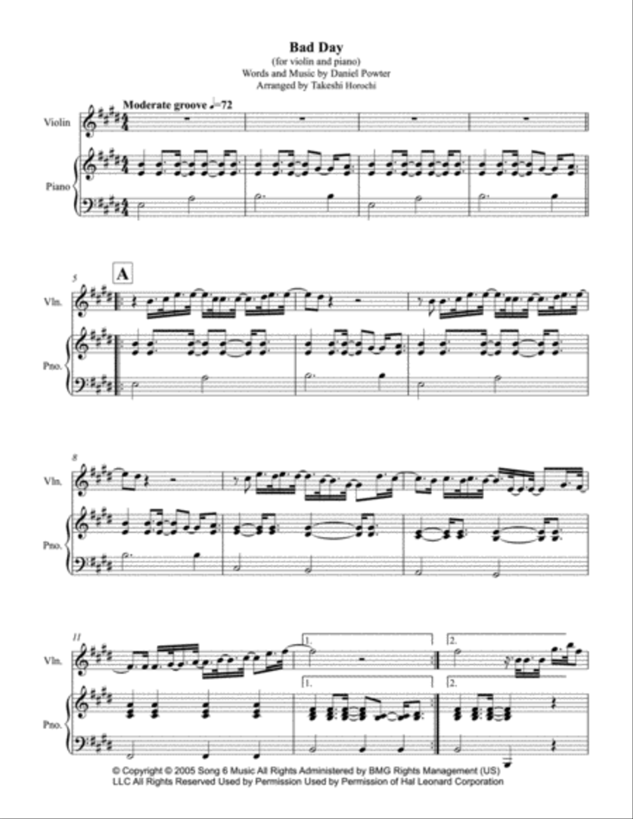 Bad Day Small Ensemble scores gallery preview page 1