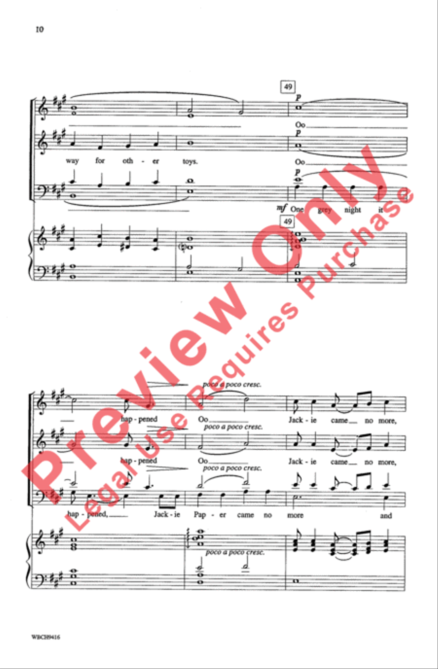 Puff (The Magic Dragon) 4-Part scores gallery preview page 10