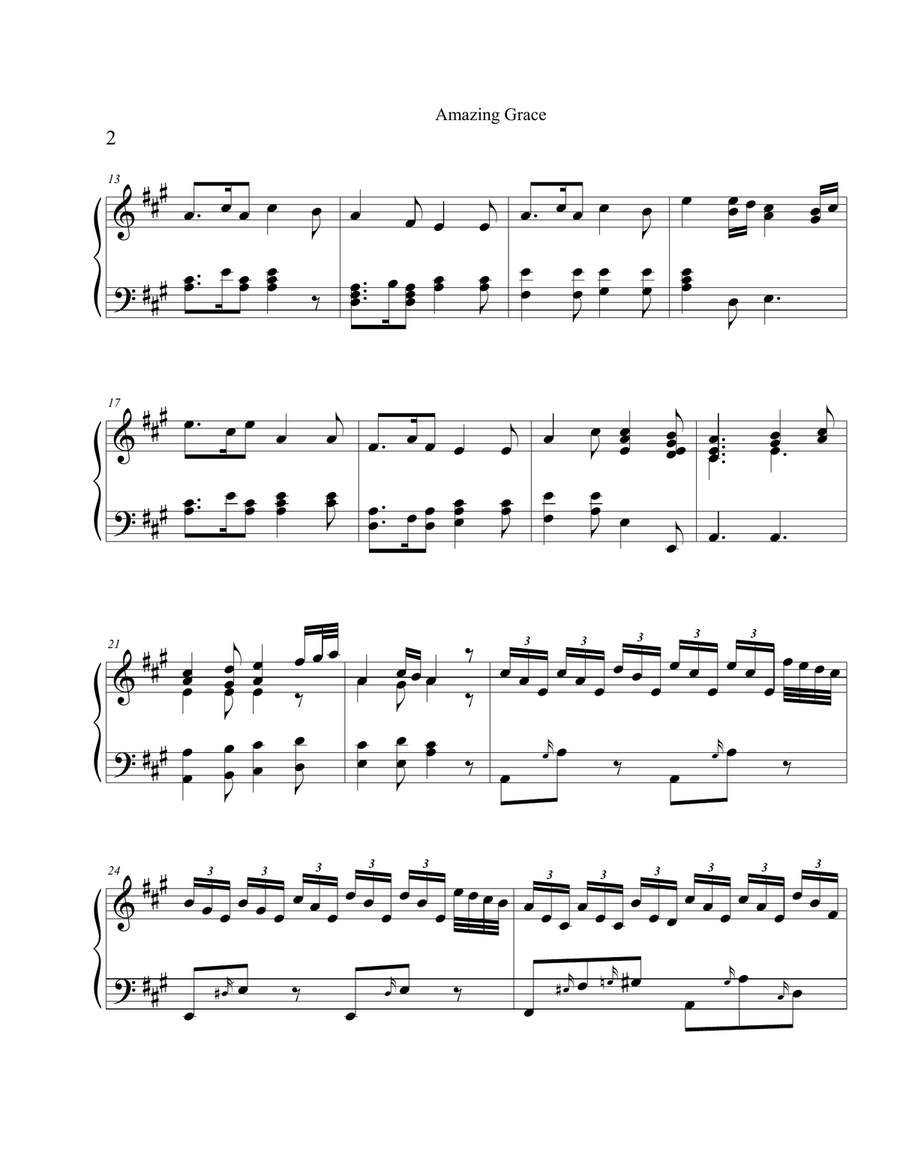 Amazing Grace (Classical Style): Piano Solo Piano Solo scores gallery preview page 3