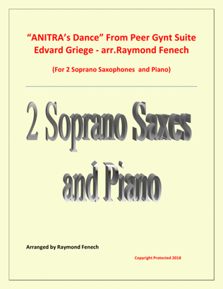 Anitra's Dance - From Peer Gynt (2 Soprano Saxophones and Piano)