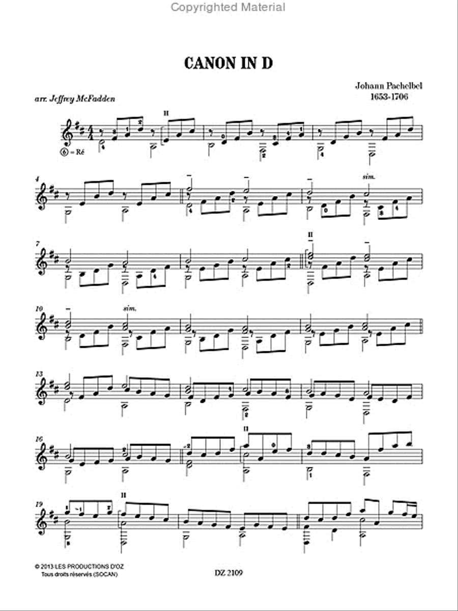 Canon in D Classical Guitar scores gallery preview page 2
