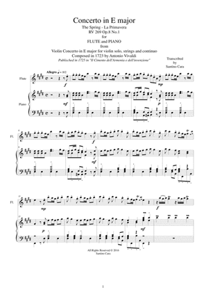 Book cover for Vivaldi - Concerto No.1 in E Major 'Spring' RV 269 Flute and Piano