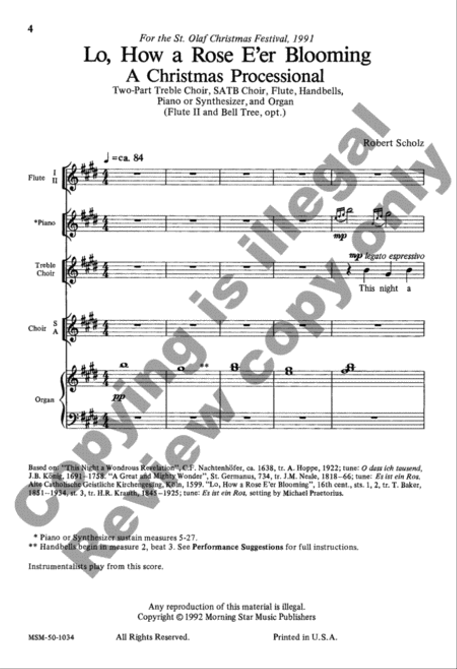 Lo, How a Rose E'er Blooming 4-Part scores gallery preview page 3