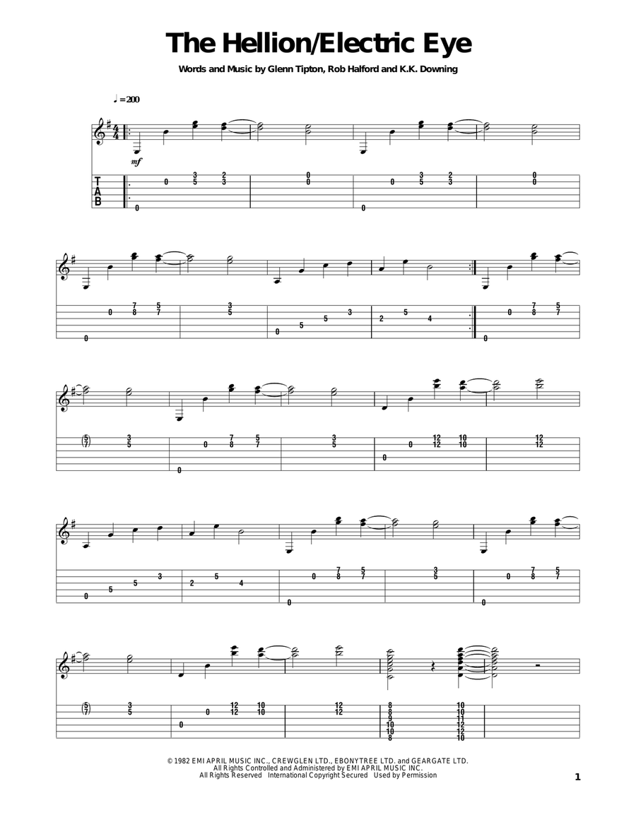 Electric Eye Electric Eye Electric Guitar scores gallery preview page 1