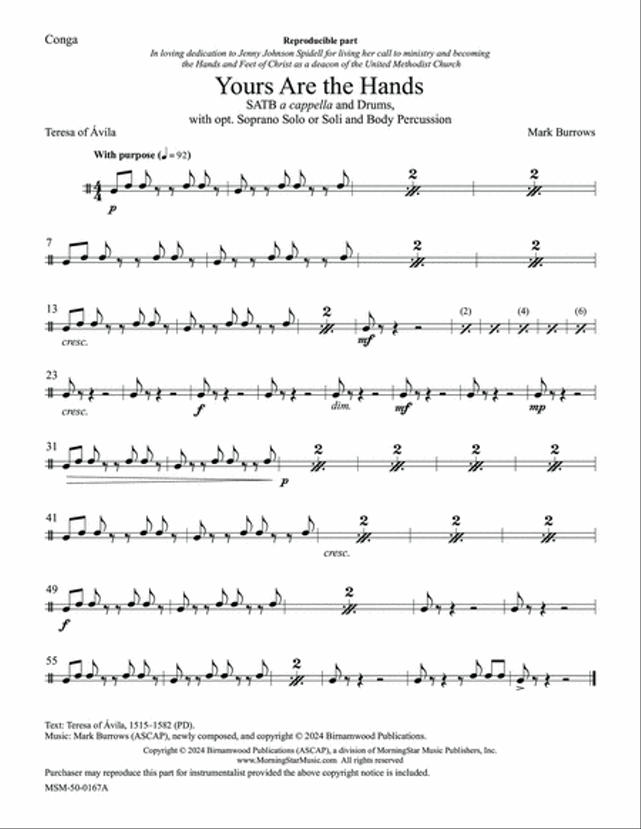 Yours Are the Hands (Downloadable Percussion Parts) Choir scores gallery preview page 2