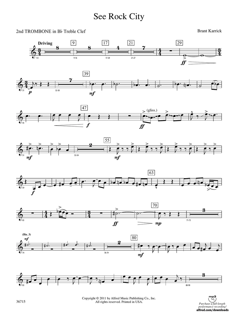 See Rock City: (World Part) 2nd B-flat Trombone T.C.