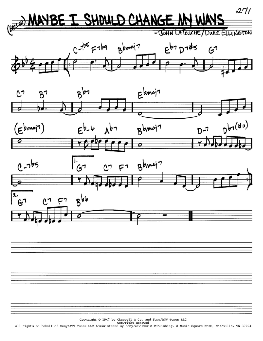 Maybe I Should Change My Ways C Instrument scores gallery preview page 1