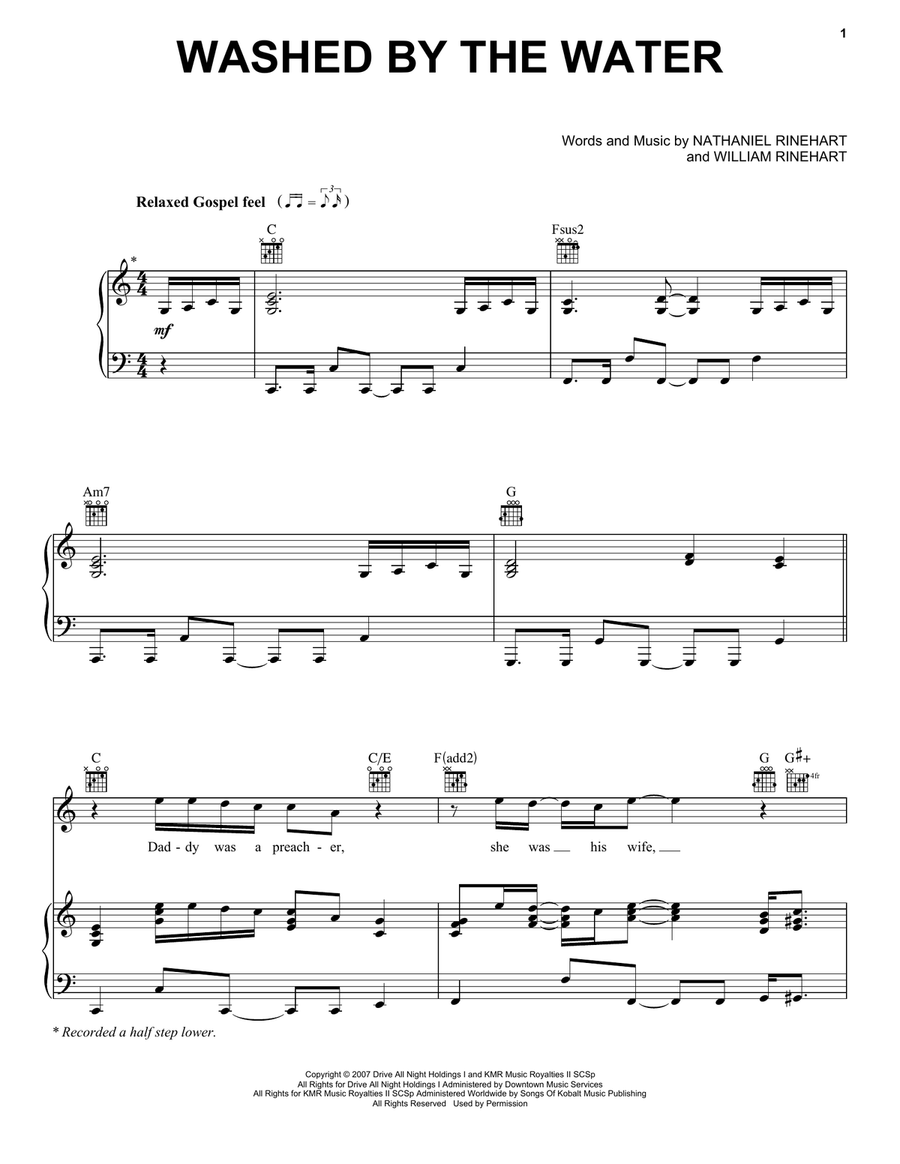 Washed By The Water Guitar scores gallery preview page 1