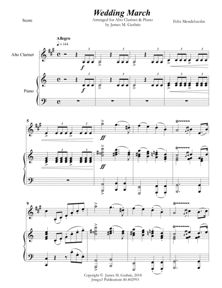 Mendelssohn: Wedding March for Alto Clarinet & Piano image number null